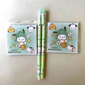 Sanrio Hello Kitty Pochacco Cute Sticky Notes 2 pack and Erasable Pens Brand New